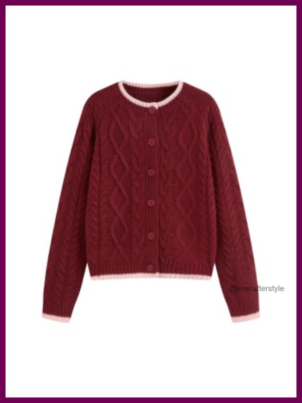 Cable Knit Cropped Cardigan Button Front Crew Neck Long Sleeve Acrylic